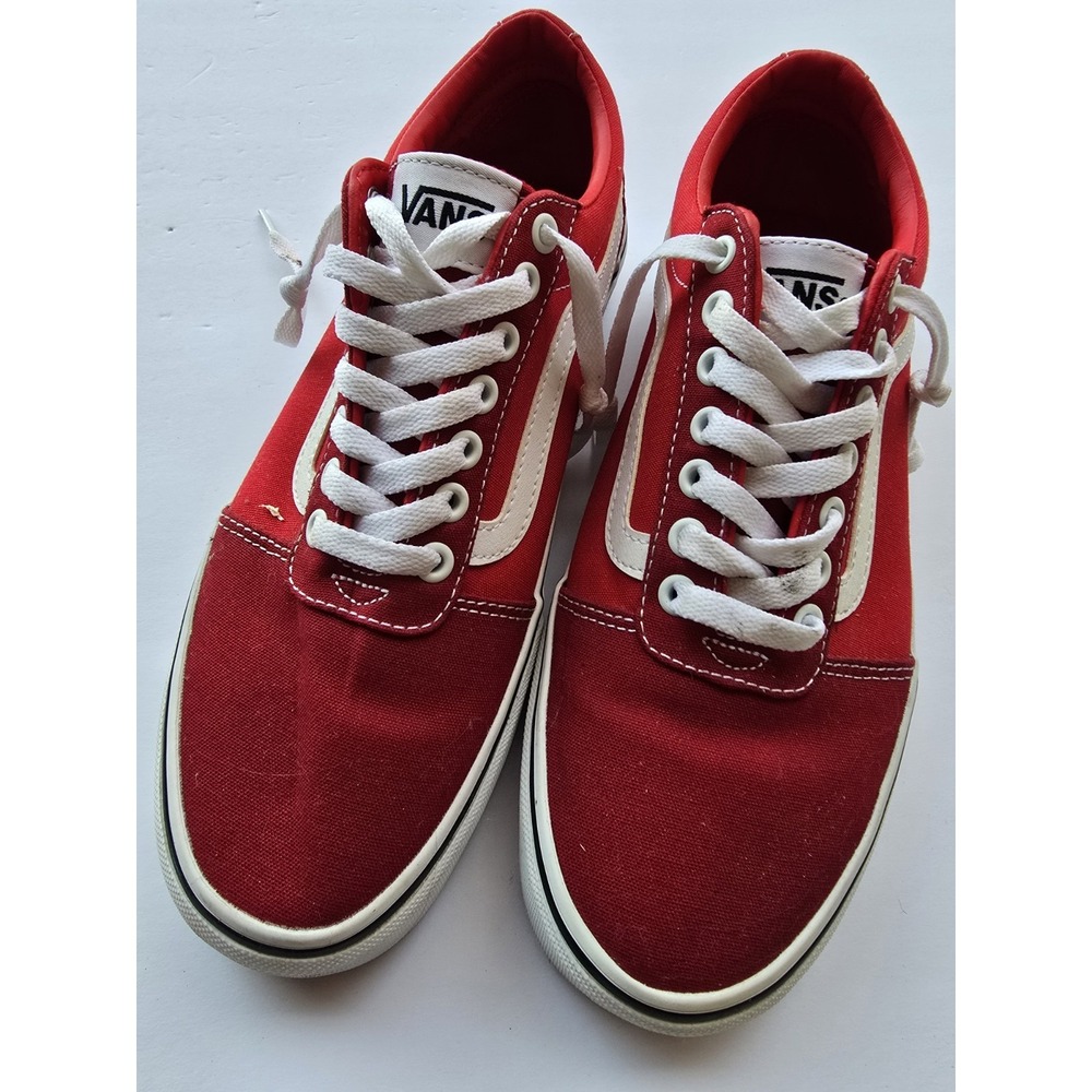 Vans Old Skool Red & White Sneakers – Size 8.5 Men Classic Skate Style - Picture 4 of 9